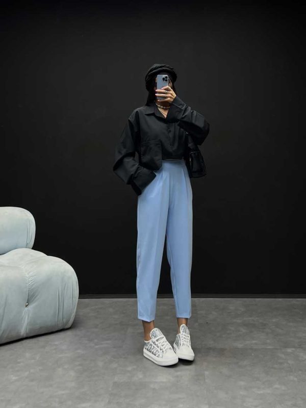 شلوار کرپ پیله دار کد 100264