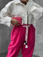 شلوار پنبه ای بند کنفی کد 100393 - Image 4