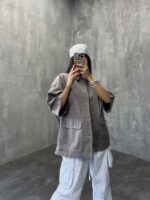 شومیز کتان رودوخت کد 220202