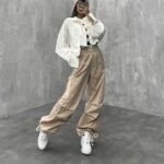 شلوار کتان جیب چسبی کد 100494