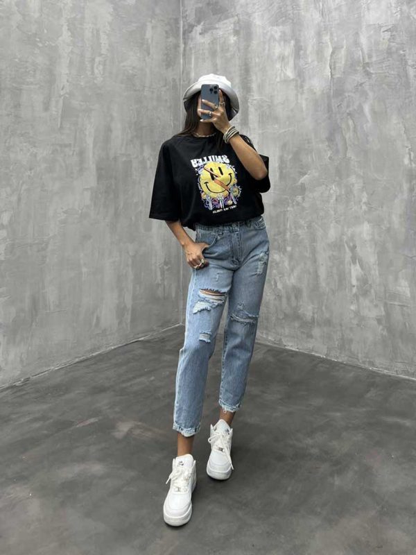 شلوار مام زاپدار کد 100592