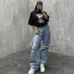 شلوار بگ زانو زاپ کد 100473