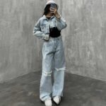 شلوار بگ زانو زاپ کد 100472