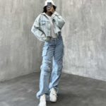 شلوار کارگو جین کد 100655