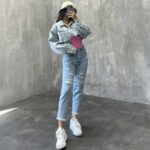 شلوار جین مام زاپدار کد 100640