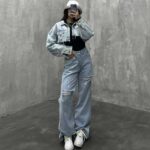 شلوار جین بگ طرح دار کد 100668