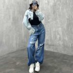 شلوار جین کمرریش زاپدار کد 100707