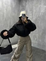 کاپشن نیم تنه شطرنجی کد 200232