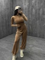 ست نیم تنه و شلوار مخمل کد 160221 - Image 8