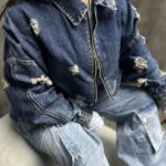 کت جین نیم تنه آستین کش کد 120198