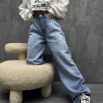 شلوار جین بگ ساده کد 100782