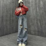 شلوار جین بگ زاپدار کد 100787