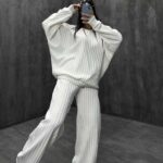 ست دورس و شلوار راه راه کد 160195