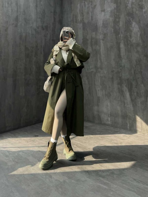 بارونی بلند تیکه دار کد 200318