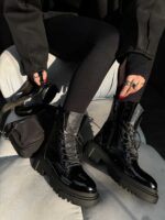 نیم بوت ورنی نگین دار کد 140351 - Image 3