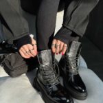 نیم بوت ورنی نگین دار کد 140351