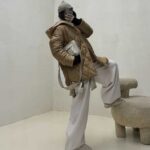 کاپشن لوزی دوزی کلاهدار کد 200429