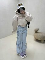 شلوار جین کارگو بنددار کد 100916 - Image 2