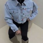 کت جین نیم تنه آبرنگی کد 120202