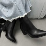 نیم بوت پاشنه بغل راه راه کد 140382