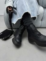 نیم بوت لژ راه راه چرم کد 140491 - Image 3