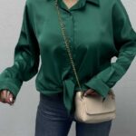 شومیز ساتن یقه مردانه کد 220279