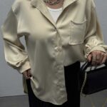 شومیز ساتن جیب هلال کد 220287