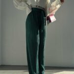 شلوار کمرکش پلیسه کد 100958