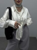 شومیز ساتن ساده کد 220273 - Image 9