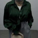 شومیز ساتن آستین 3 دکمه کد 220290