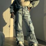 شلوار کارگو جین 6 جیب کد 100982