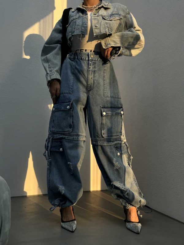 شلوار جین کارگو 2 گت کد 100956