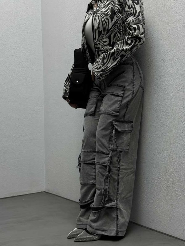 شلوار کارگو جین بند دار کد 100993