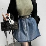 دامن کمربنددار کد 101060