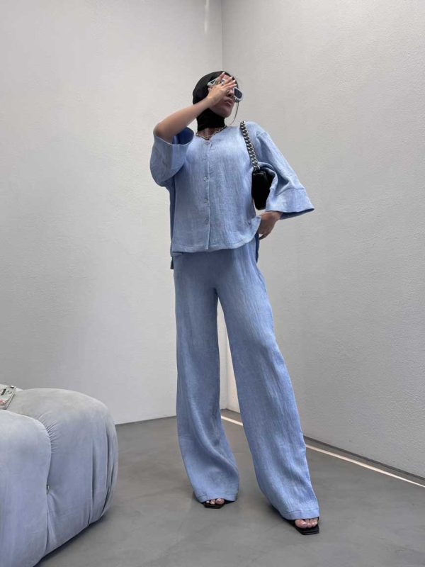 ست شومیز و شلوار یقه هفت کد 160473