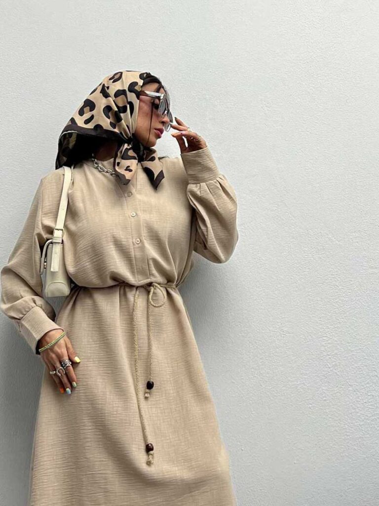 پیراهن بلند بند کنفی کد 240130