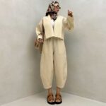 ست مانتو و شلوار یقه پهن کد 160544