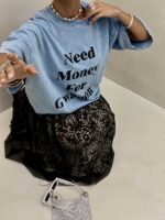 تیشرت لانگ NEED MONEY کد 180387 - Image 7