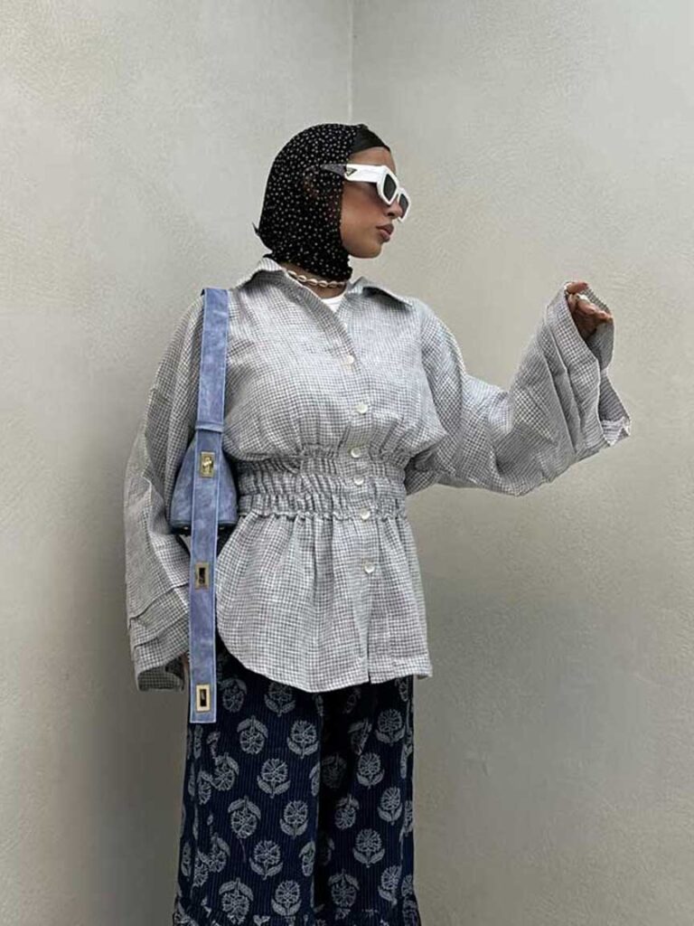 شومیز لینن کمرکش کد 220419