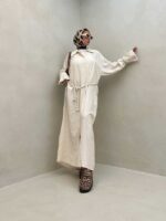 پیراهن بلند آستین گت دار کد 240143
