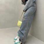 شلوار جین بگ 3 خط زاپ دار کد 101481