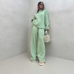 ست بلوز و شلوار بافت ساده کد 160635