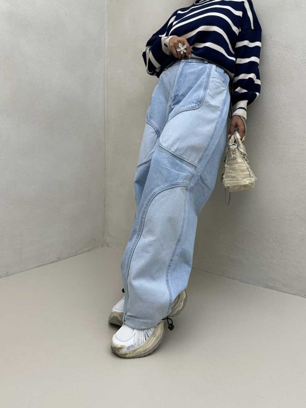 شلوار کارگو جین نواردار کد 101531