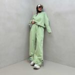 ست دورس و شلوار آستین نوار کد 160651