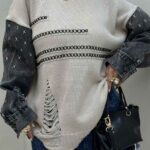 بافت رودوخت آستین جین کد 200700