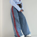 شلوار جین بگ نواردار کد 101612