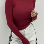 بلوز یقه 3 سانت نیم زیپ کد 180448