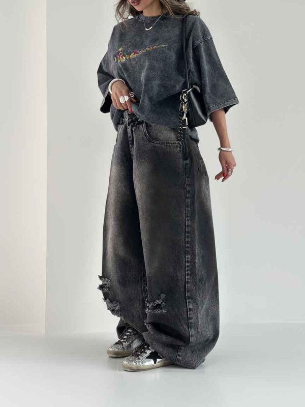 شلوار بگ زاپ دار کد 101669