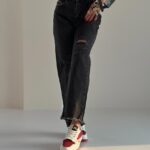 شلوار جین مام زانو زاپ کد 101706