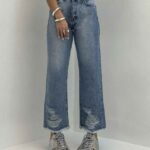شلوار جین مام دمپا زاپ کد 101699
